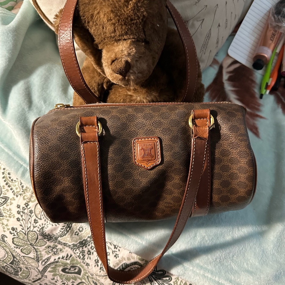 Celine Brown Y2K Shoulder Barrel Bag